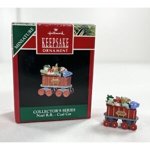 Vintage 1990 Hallmark‎ "Noel R.R. Coal Car" Train Miniature Ornament Series #2